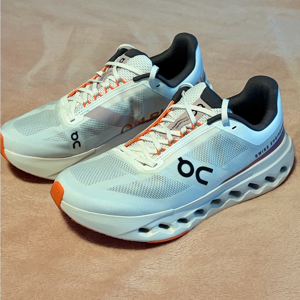 On Running CloudSurfer Next women’s White and Orange Athletic Shoes size 8.5